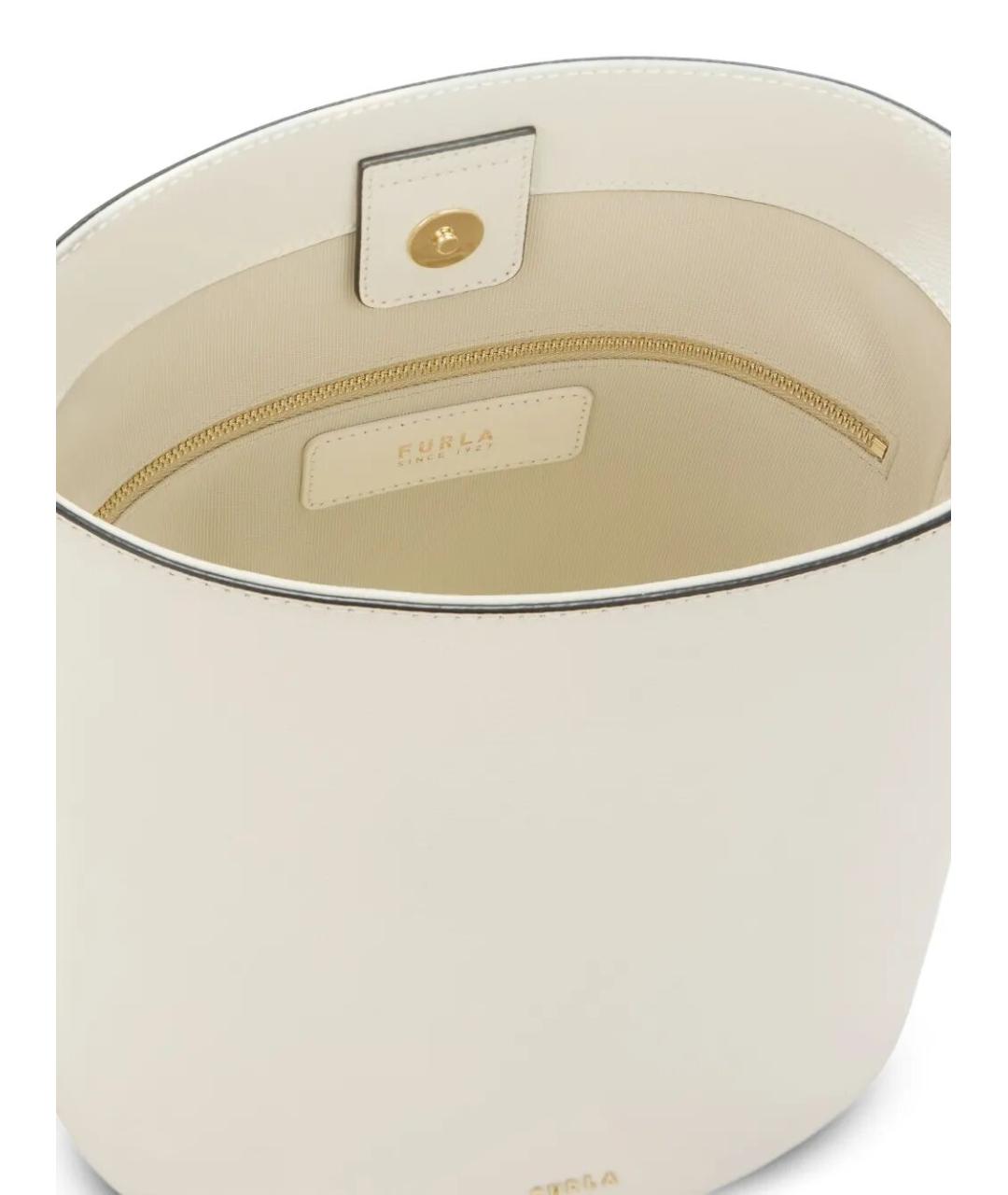 FURLA Бежевая кожаная сумка через плечо, фото 5