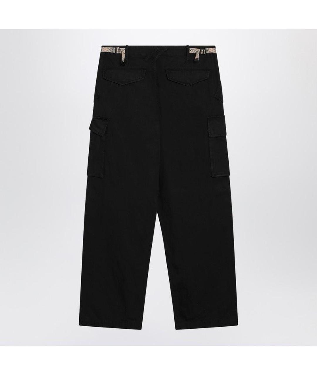 BURBERRY Черные хлопковые повседневные брюки, фото 2