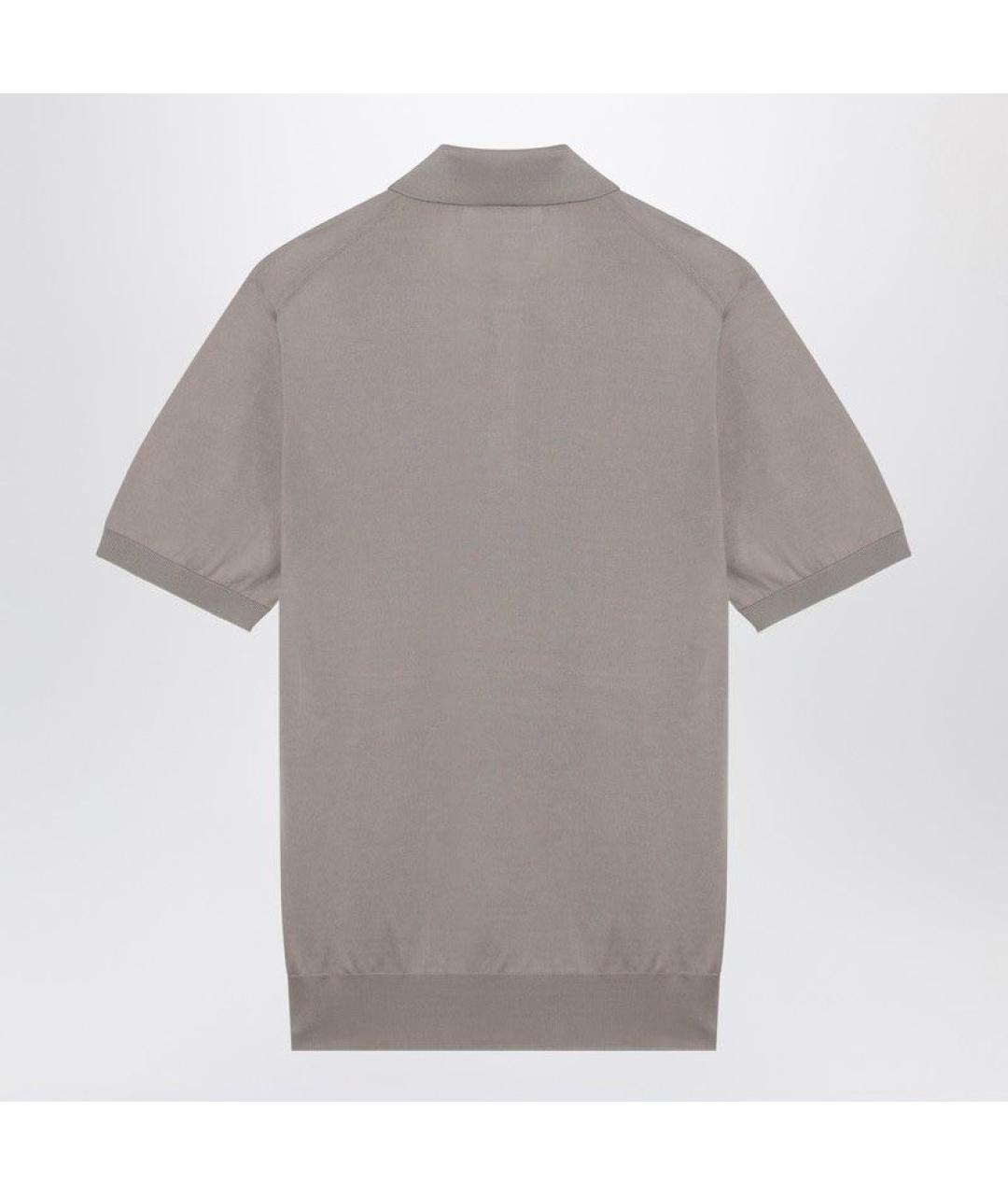 BRUNELLO CUCINELLI Коричневое хлопковое поло с коротким рукавом, фото 2