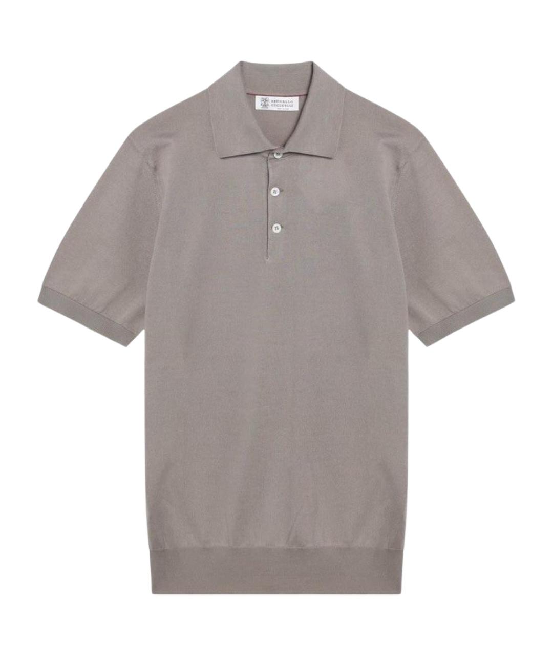BRUNELLO CUCINELLI Коричневое хлопковое поло с коротким рукавом, фото 1