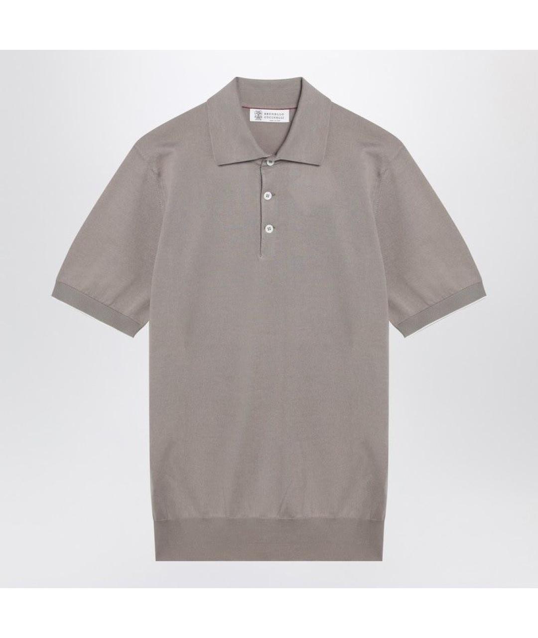 BRUNELLO CUCINELLI Коричневое хлопковое поло с коротким рукавом, фото 3