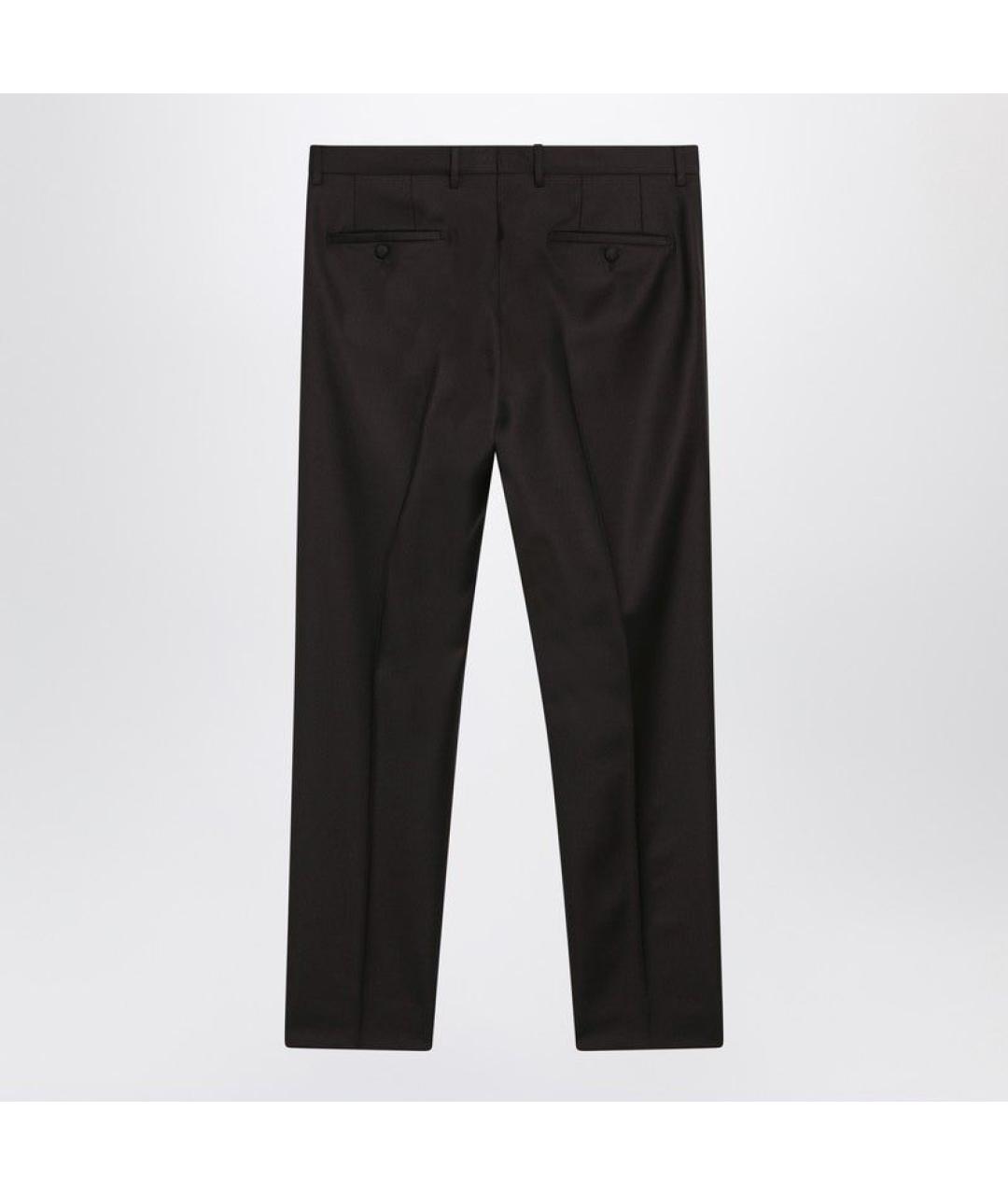 DOLCE&GABBANA Коричневые шерстяные повседневные брюки, фото 2