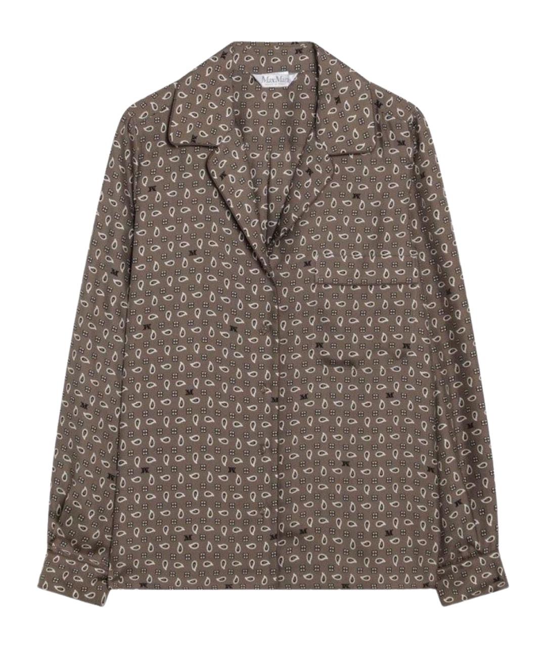 MAX MARA Коричневая шелковая рубашка, фото 1