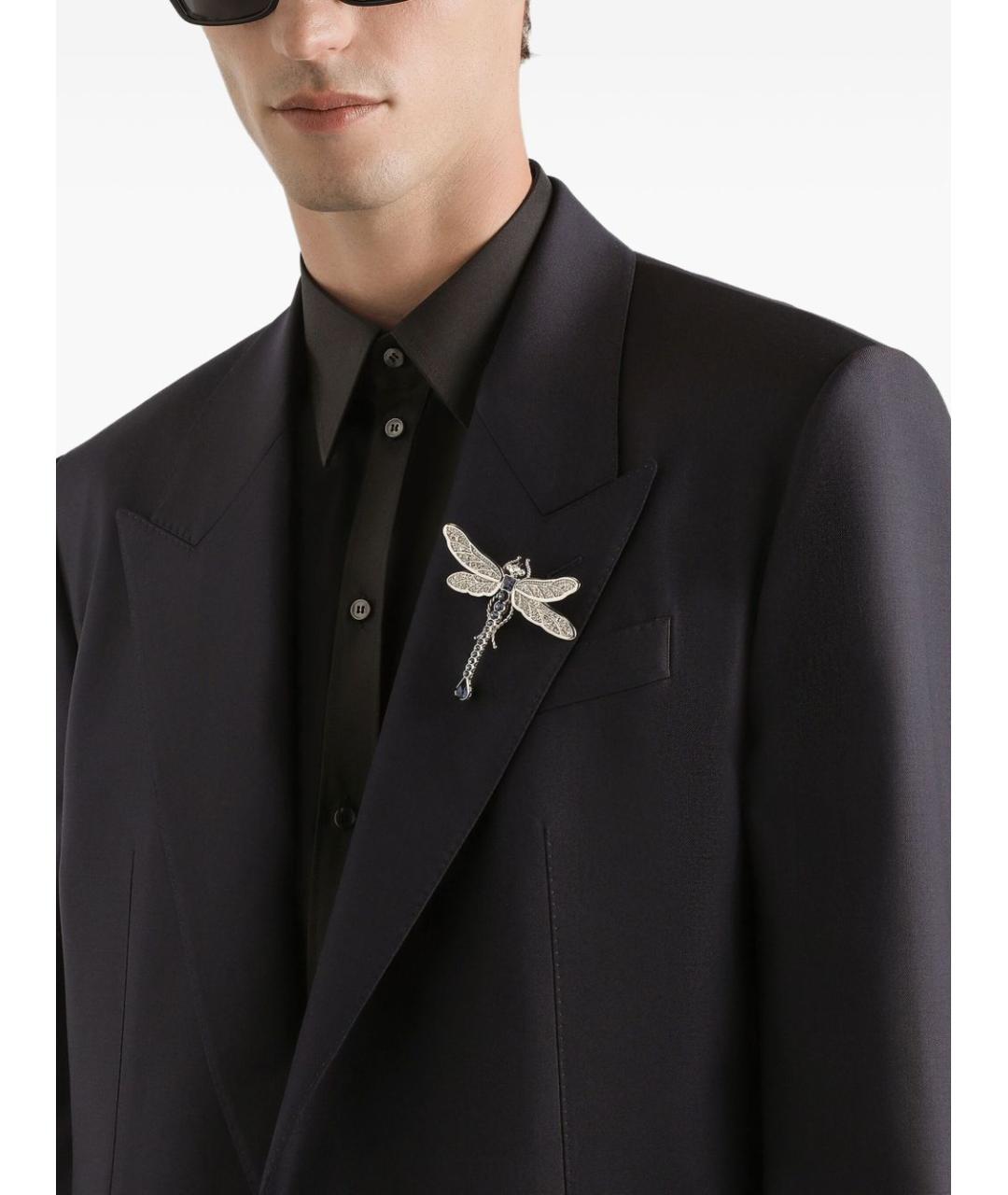 DOLCE&GABBANA Темно-синий шерстяной пиджак, фото 4