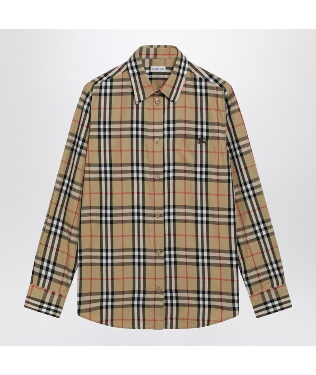 BURBERRY Бежевая хлопковая рубашка, фото 3