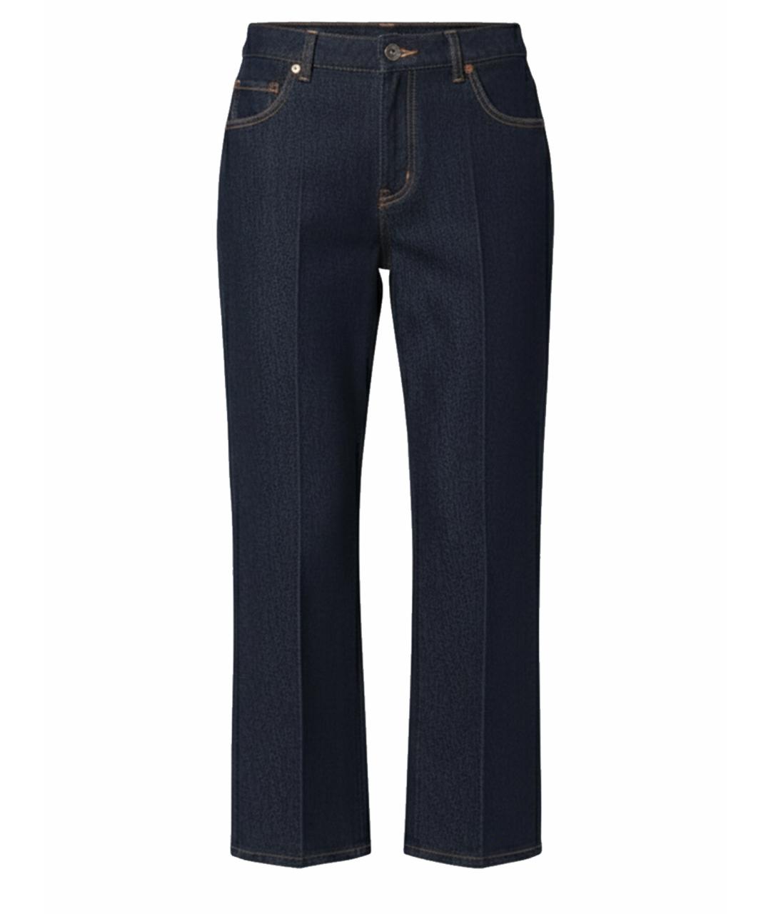 DRIES VAN NOTEN Темно-синие хлопковые прямые джинсы, фото 1