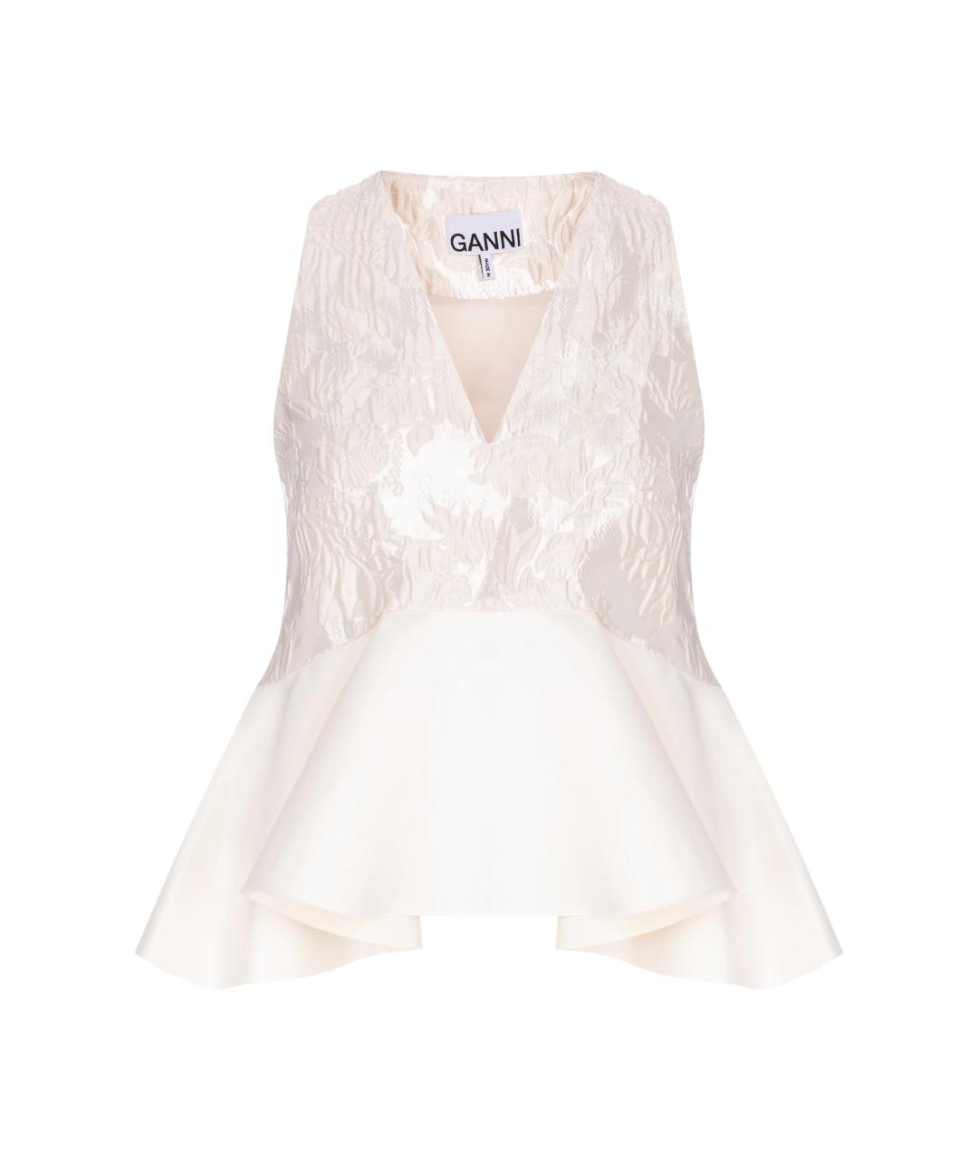 GANNI Белая полиэстеровая майка, фото 1