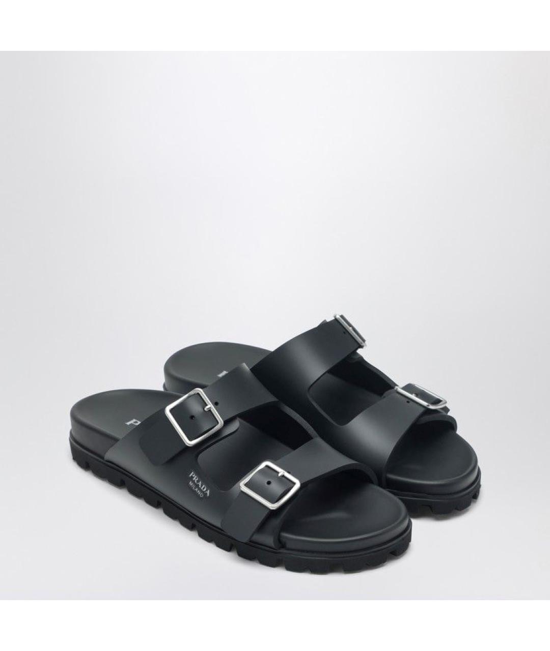 PRADA Черные кожаные сандалии, фото 3