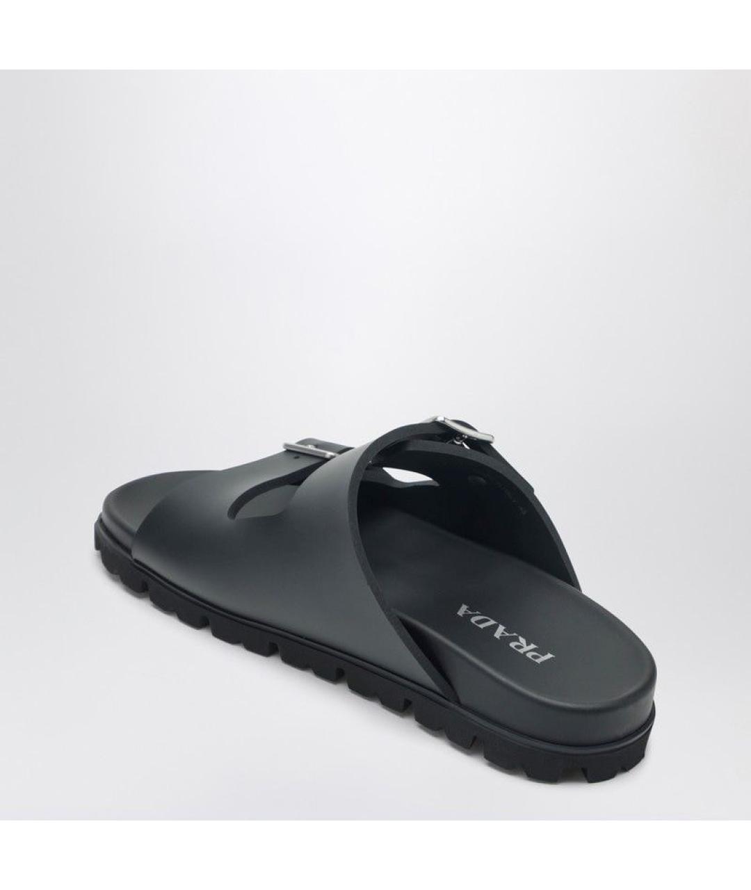 PRADA Черные кожаные сандалии, фото 2