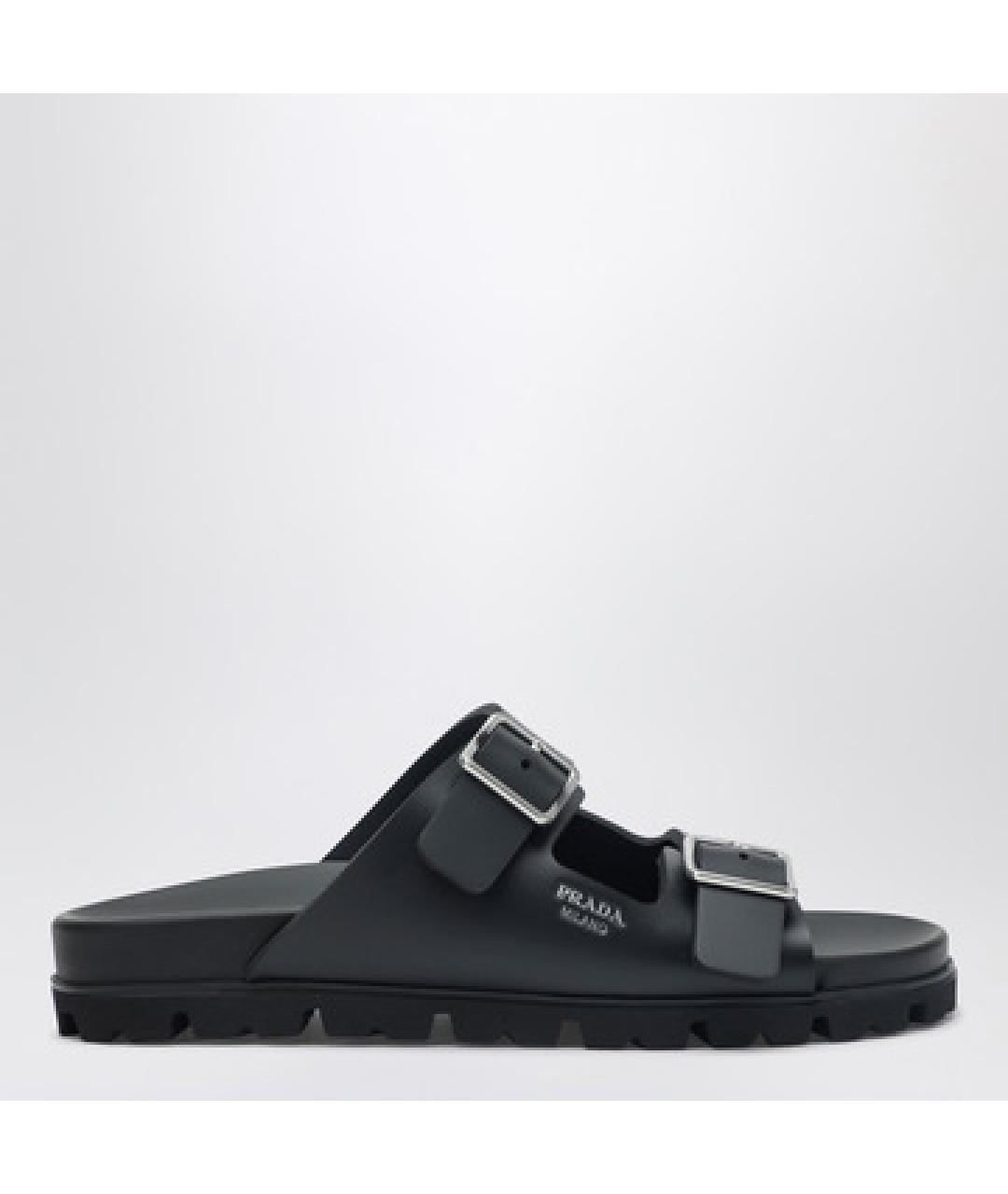 PRADA Черные кожаные сандалии, фото 4