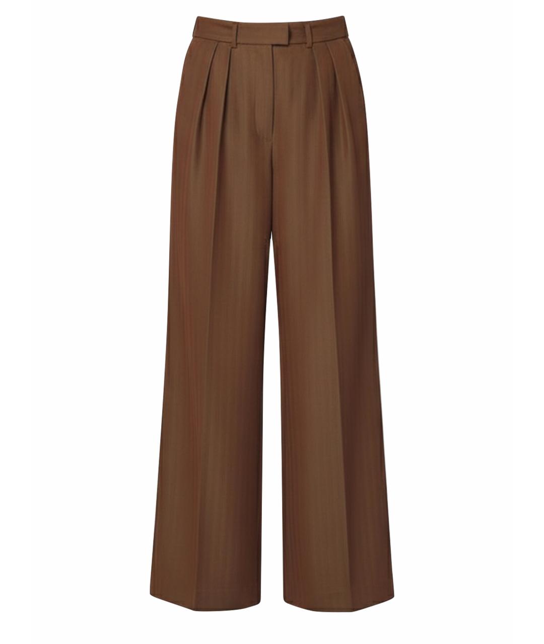 DRIES VAN NOTEN Коричневые шерстяные прямые брюки, фото 1