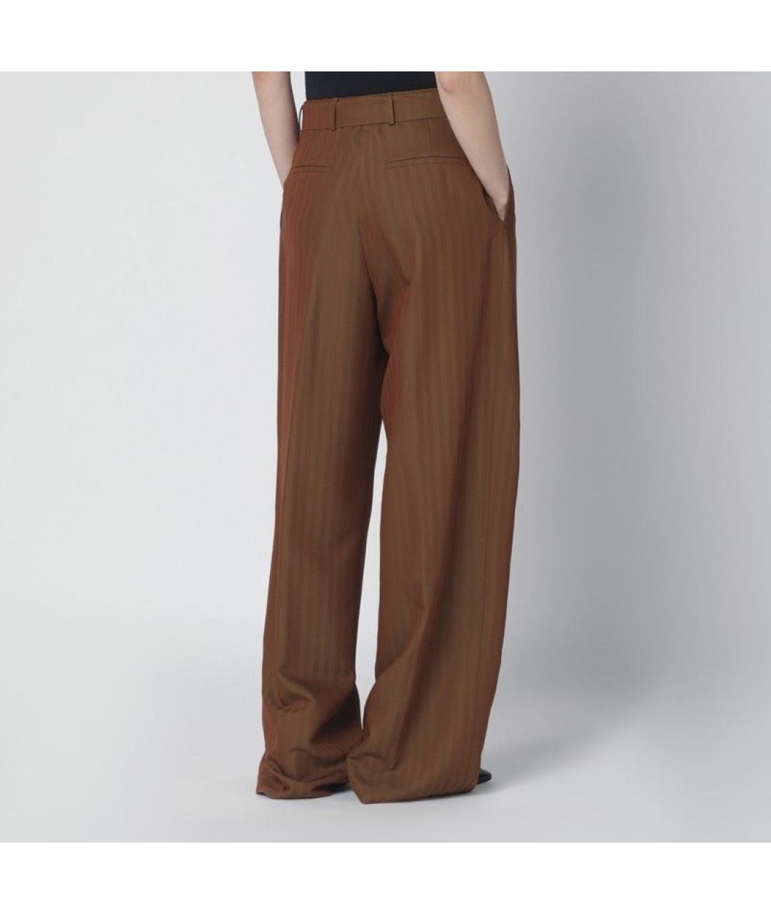 DRIES VAN NOTEN Коричневые шерстяные прямые брюки, фото 2