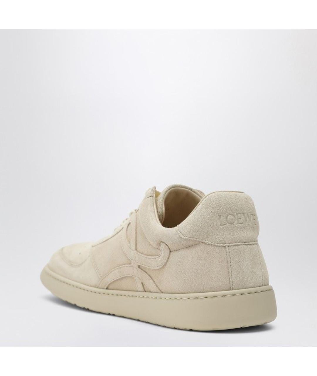 LOEWE Бежевые замшевые низкие кроссовки / кеды, фото 3