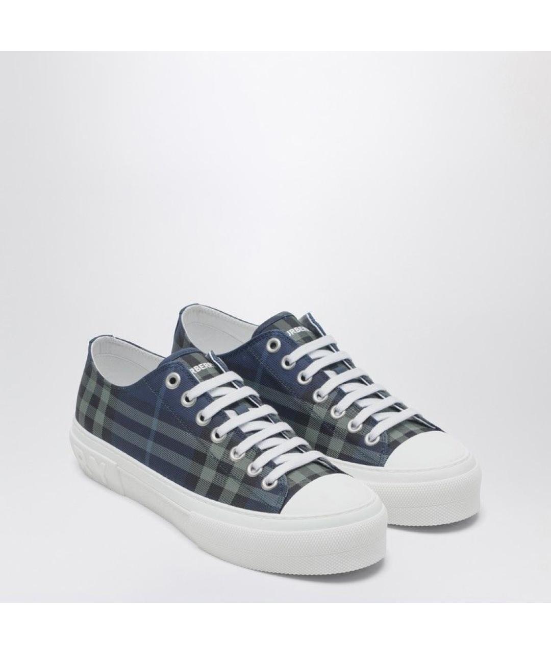 BURBERRY Синие текстильные низкие кроссовки / кеды, фото 2