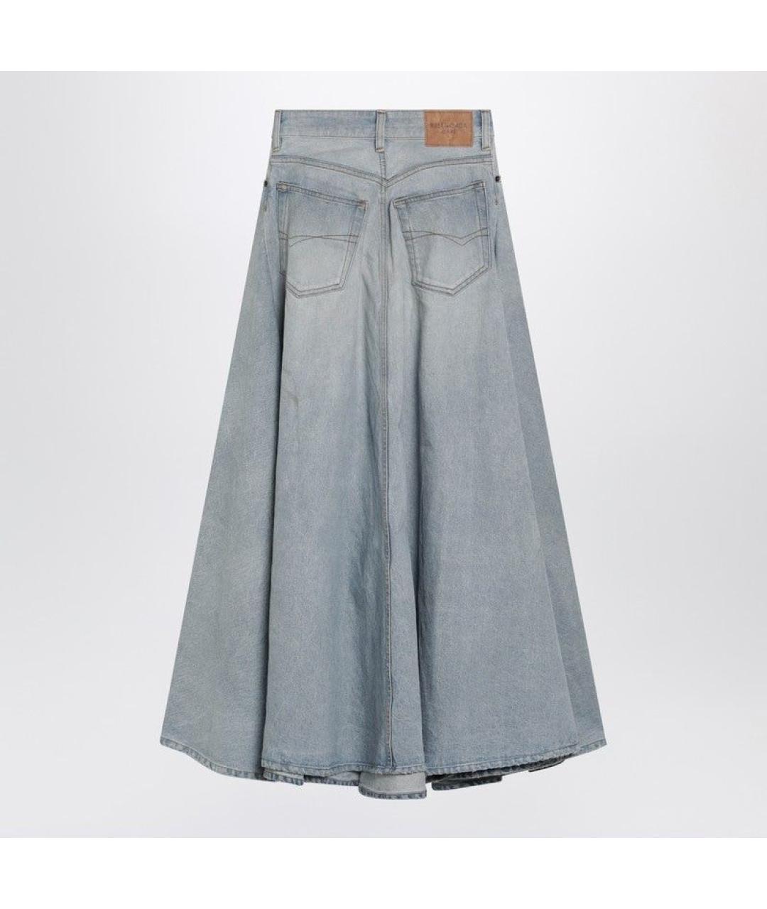 BALENCIAGA Голубая хлопковая юбка макси, фото 2