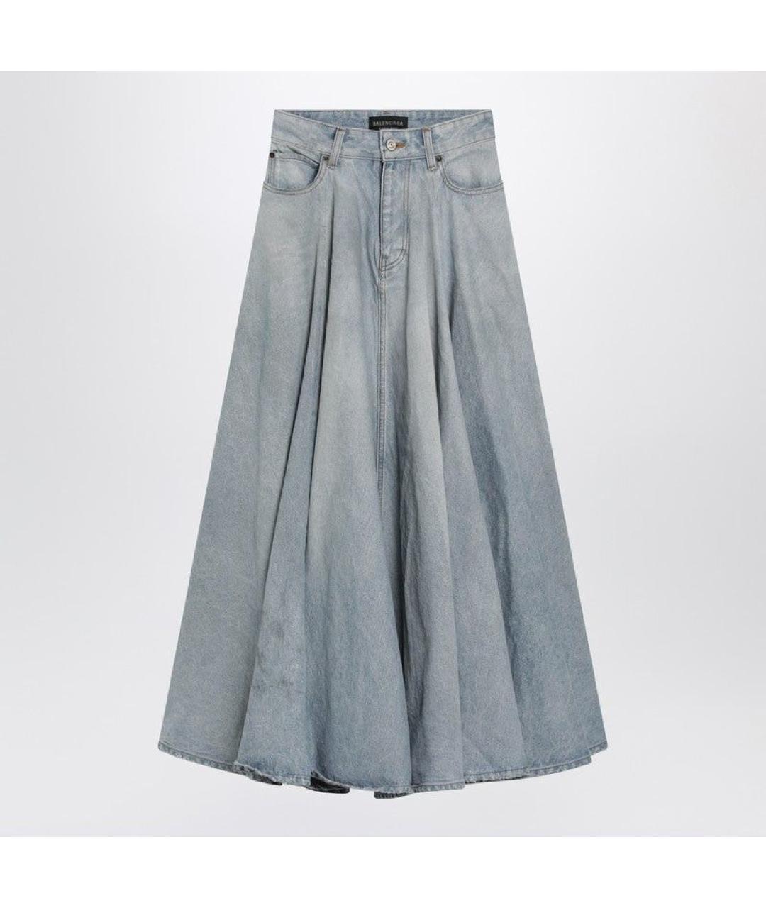 BALENCIAGA Голубая хлопковая юбка макси, фото 3