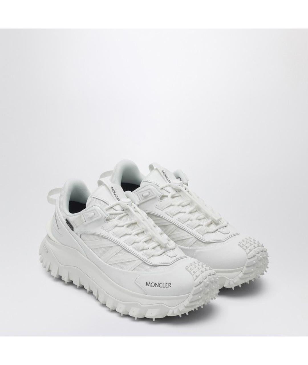 MONCLER Белые текстильные низкие кроссовки / кеды, фото 2