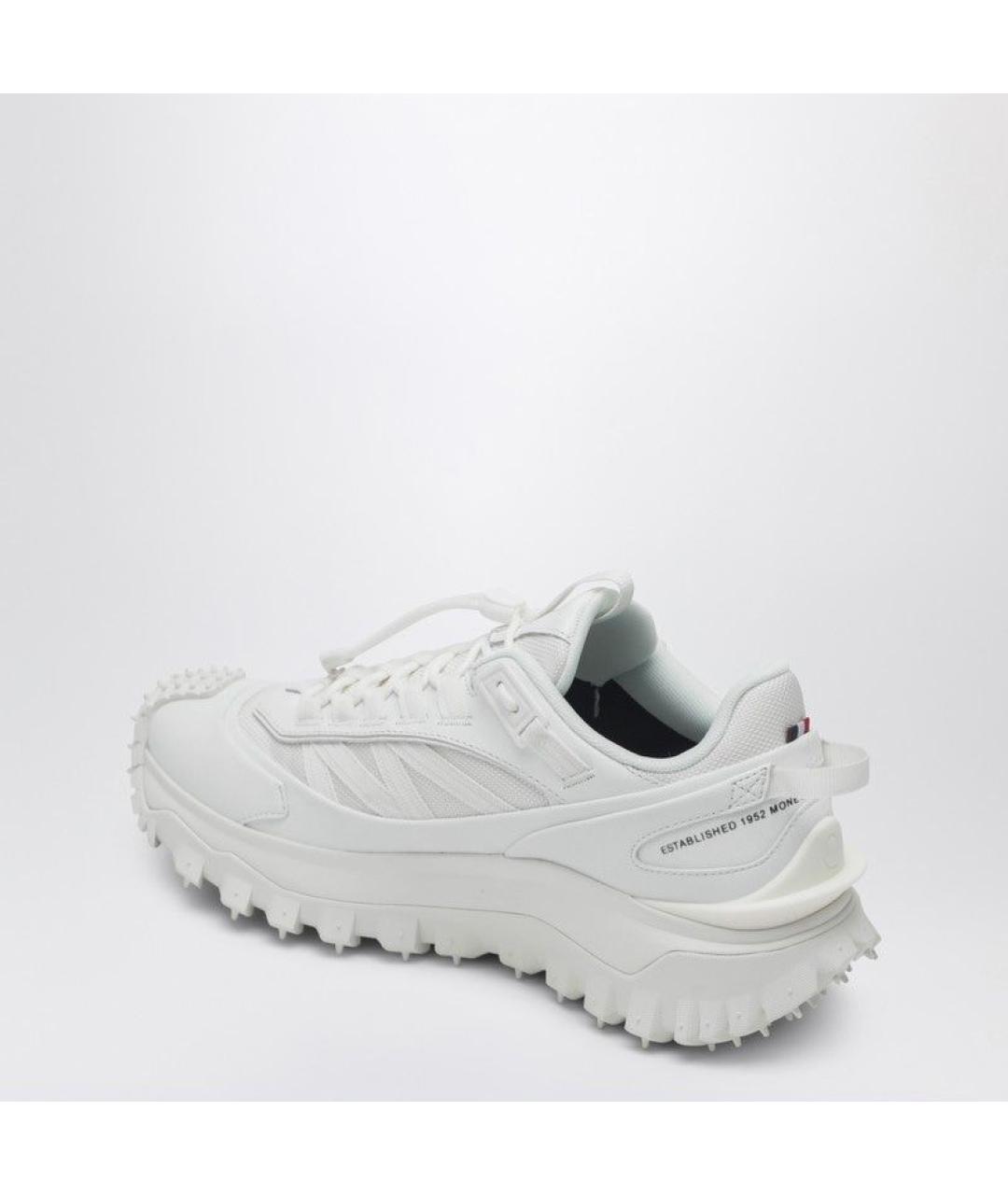 MONCLER Белые текстильные низкие кроссовки / кеды, фото 3