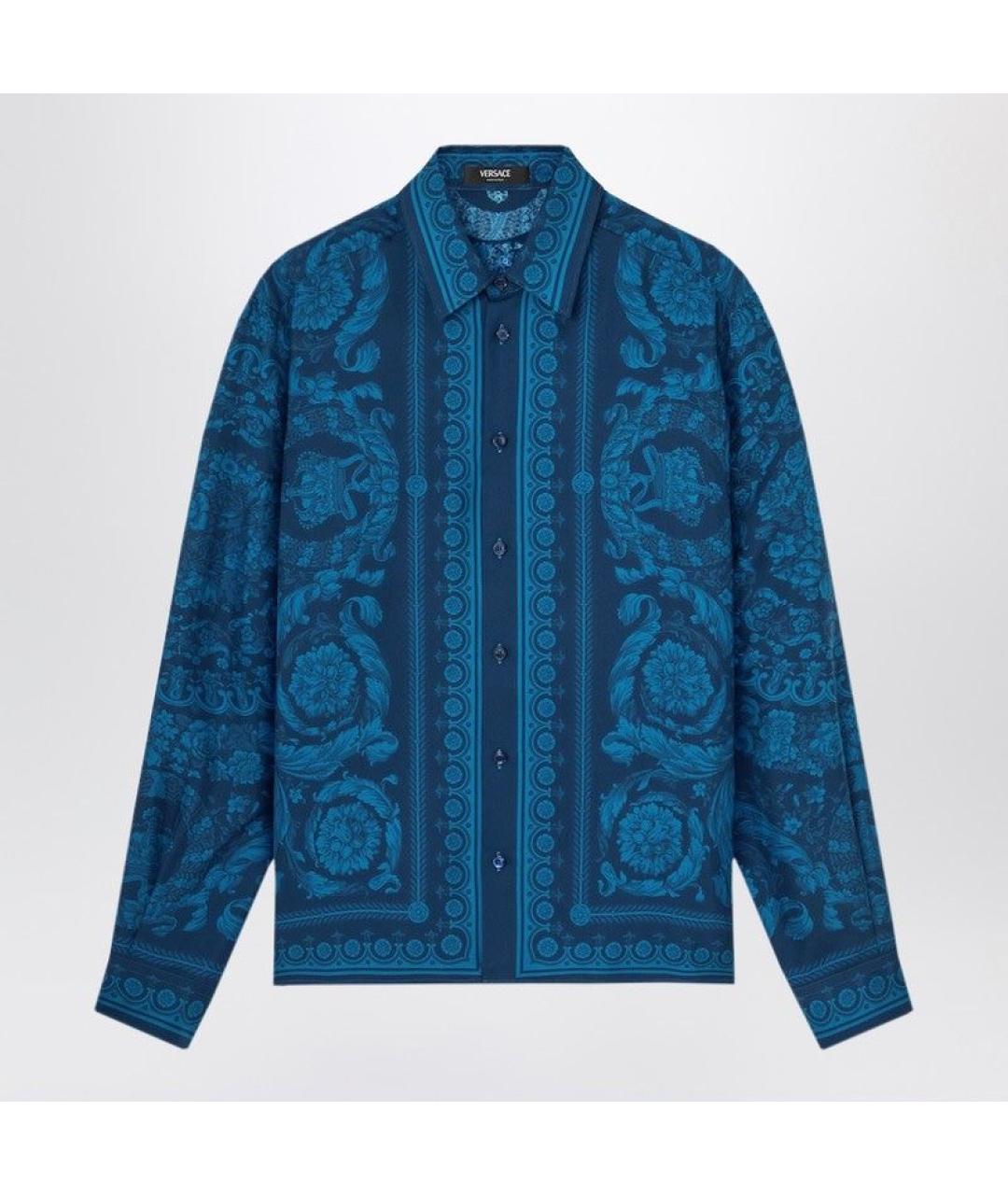 VERSACE Синяя шелковая кэжуал рубашка, фото 3