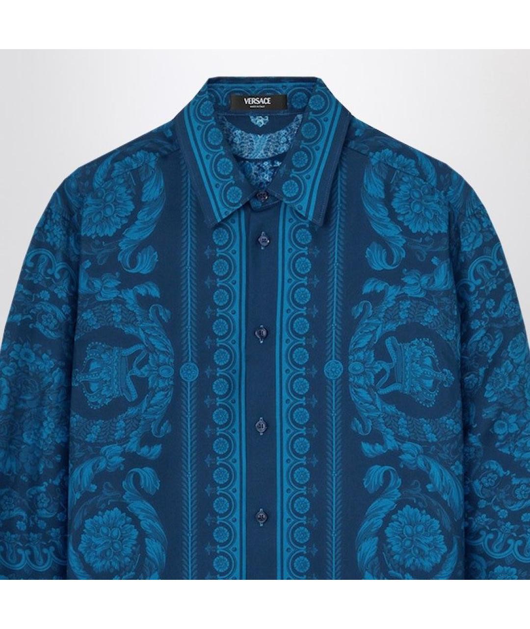 VERSACE Синяя шелковая кэжуал рубашка, фото 2
