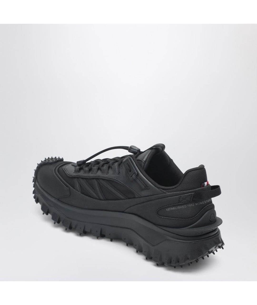 MONCLER Черные текстильные низкие кроссовки / кеды, фото 3
