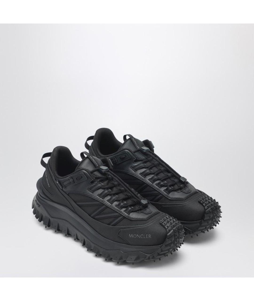 MONCLER Черные текстильные низкие кроссовки / кеды, фото 2