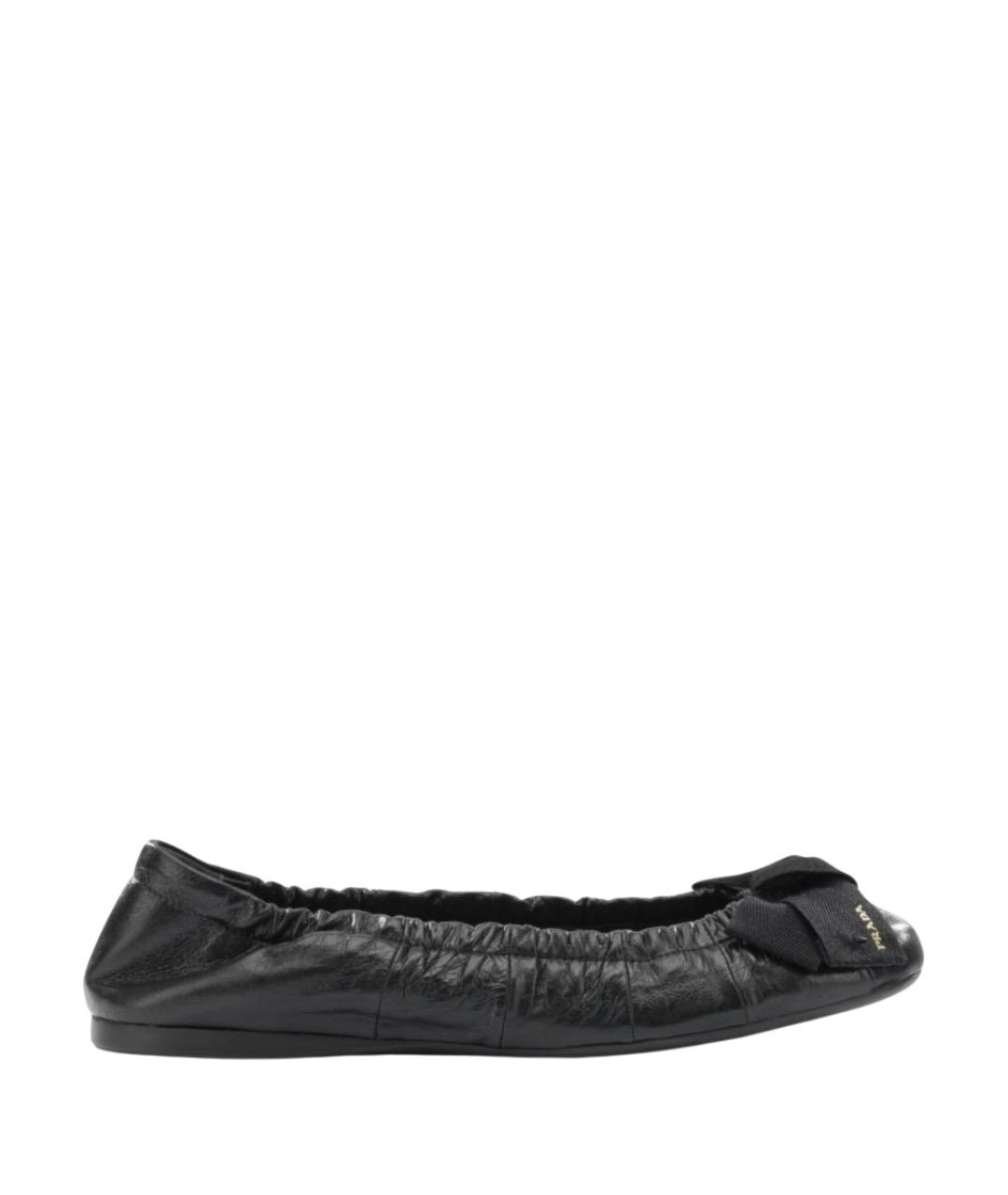 PRADA Черные кожаные балетки, фото 1