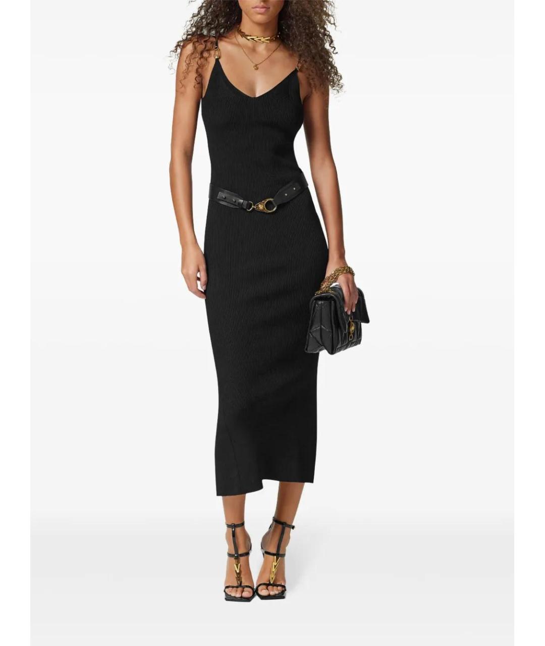 VERSACE Черное вискозное повседневное платье, фото 2