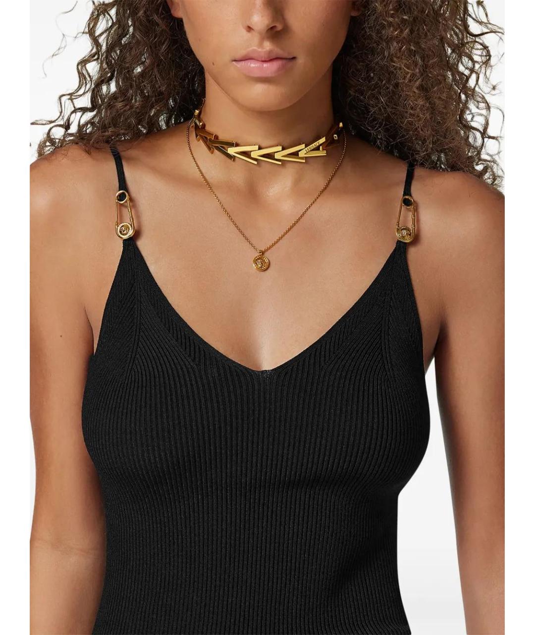 VERSACE Черное вискозное повседневное платье, фото 5