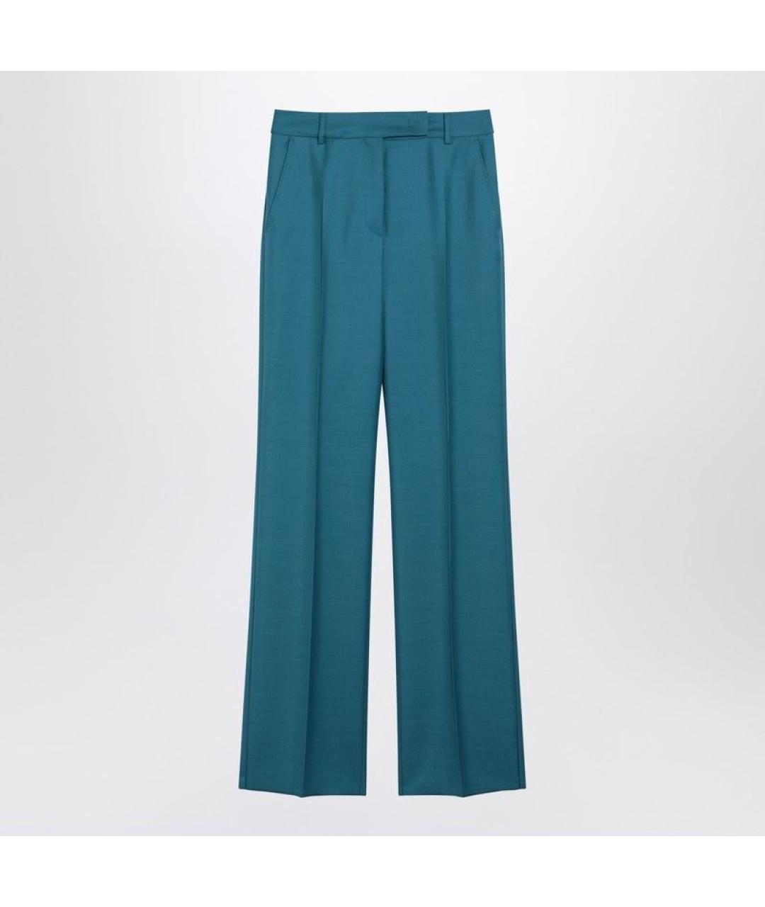 MAX MARA Голубые шерстяные прямые брюки, фото 3