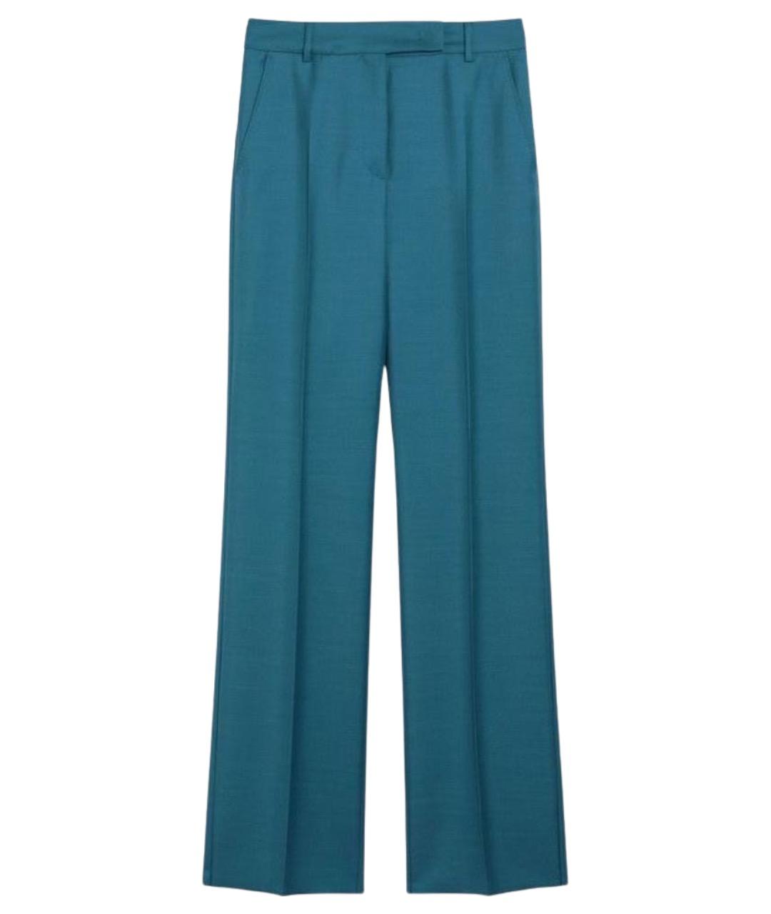 MAX MARA Голубые шерстяные прямые брюки, фото 1