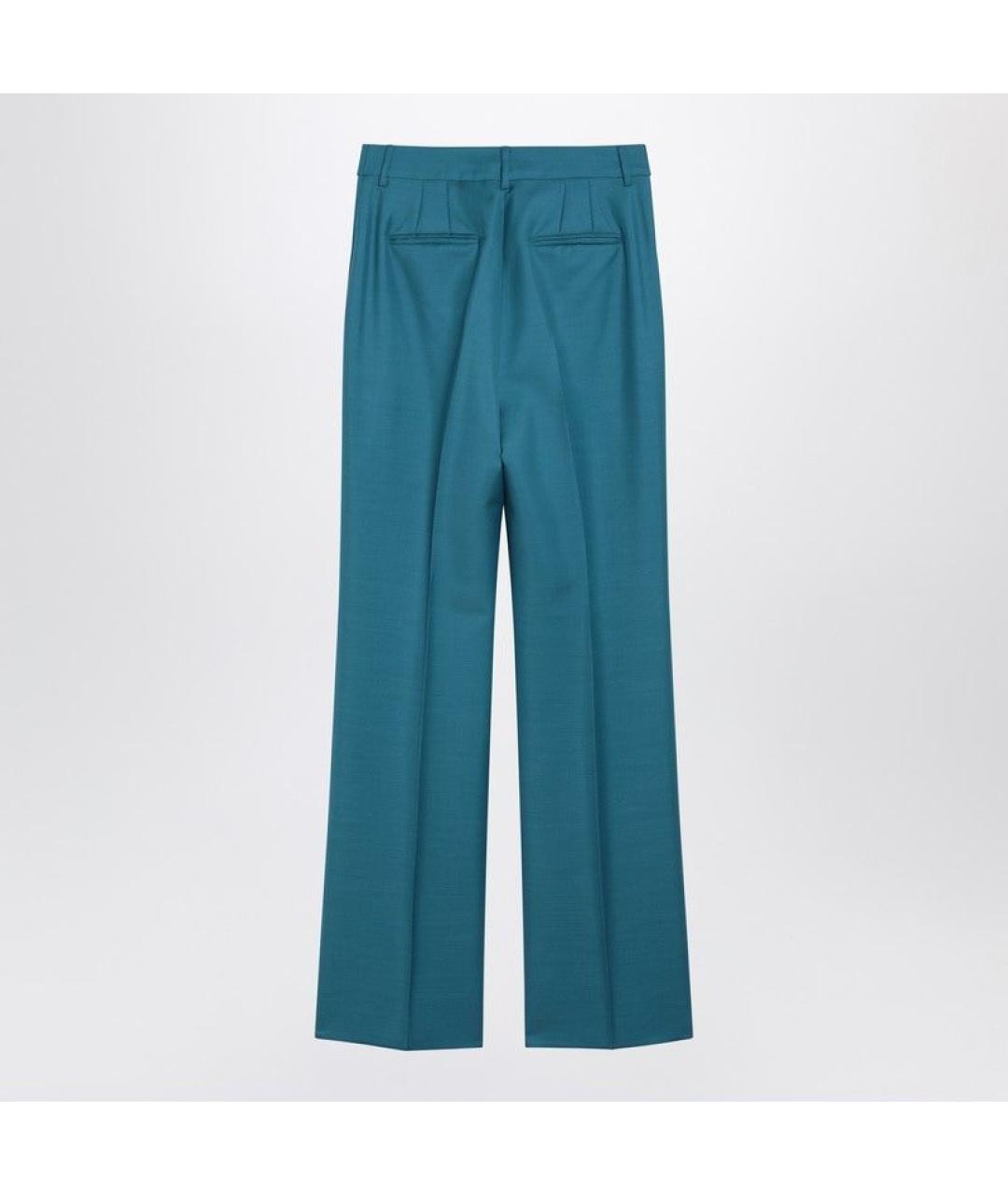 MAX MARA Голубые шерстяные прямые брюки, фото 2