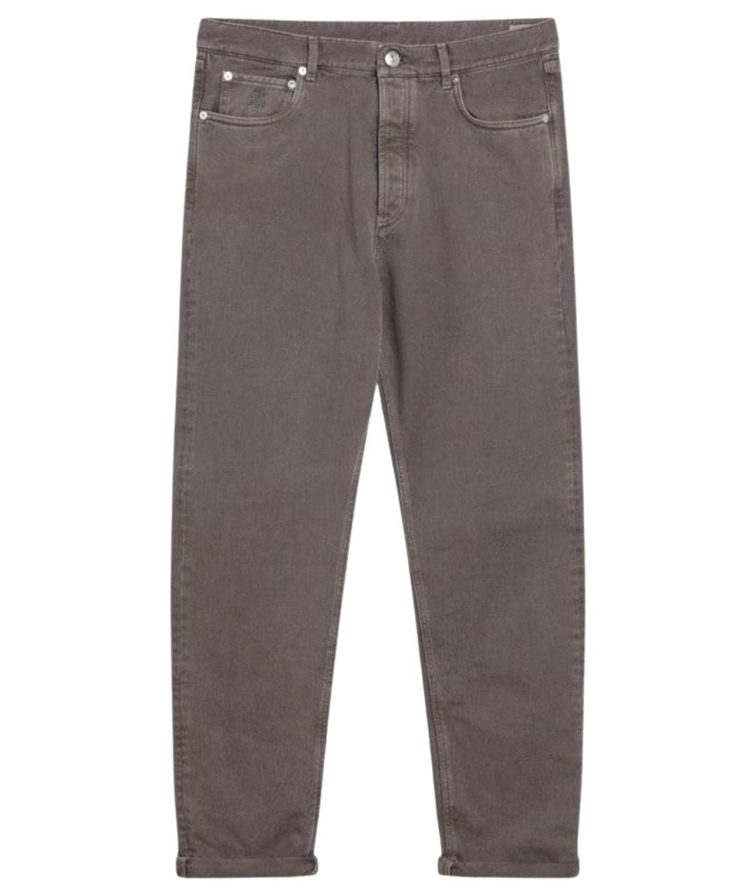 BRUNELLO CUCINELLI Бежевые хлопковые прямые джинсы, фото 1