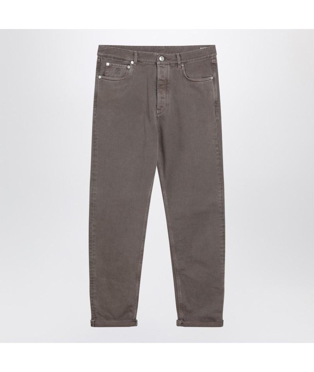 BRUNELLO CUCINELLI Бежевые хлопковые прямые джинсы, фото 3