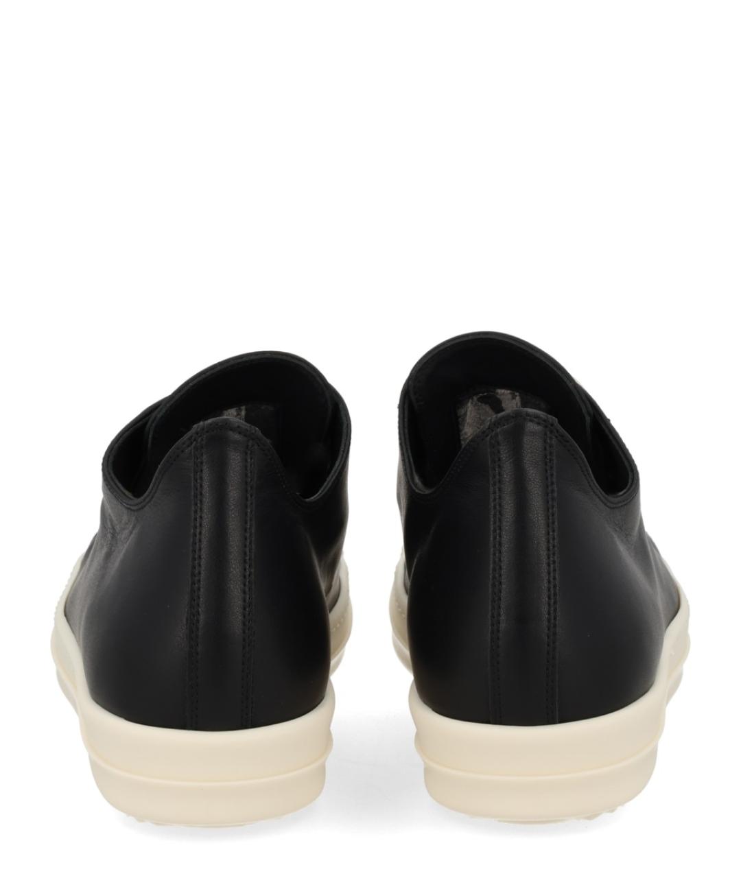 RICK OWENS Черные кожаные низкие кроссовки / кеды, фото 4