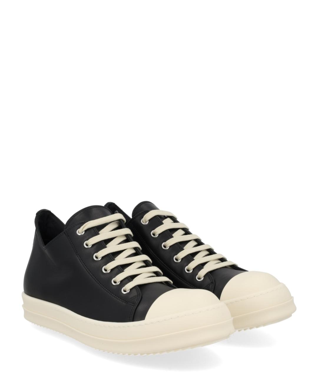 RICK OWENS Черные кожаные низкие кроссовки / кеды, фото 2