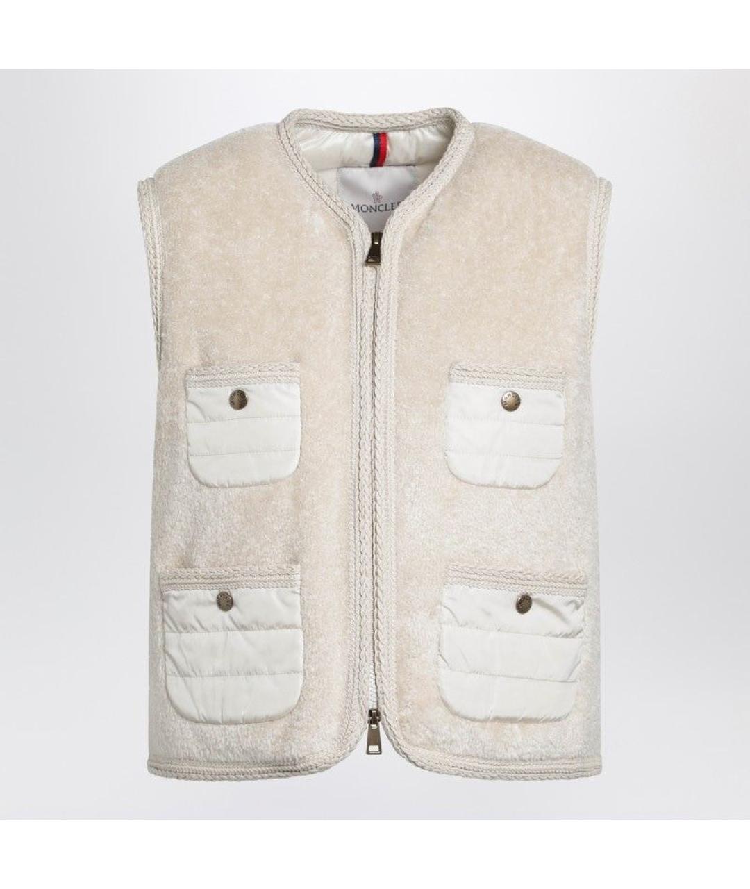 MONCLER Бежевый полиэстеровый жилет, фото 3
