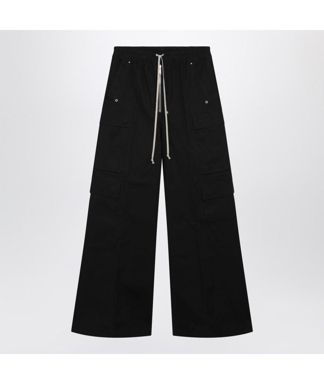 RICK OWENS Черные хлопковые повседневные брюки, фото 3