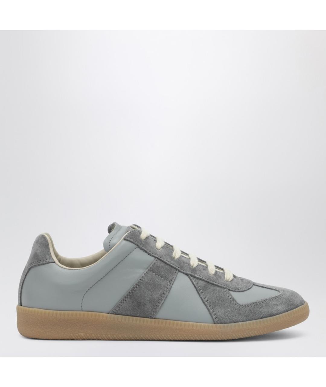 MAISON MARGIELA Серые кожаные кроссовки, фото 4