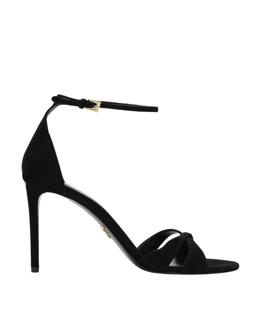 PRADA Черные бархатные босоножки, фото 1