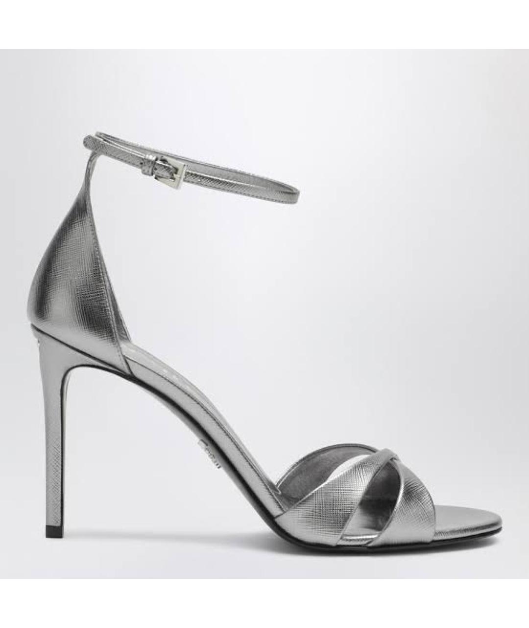 PRADA Серебряные кожаные туфли, фото 3
