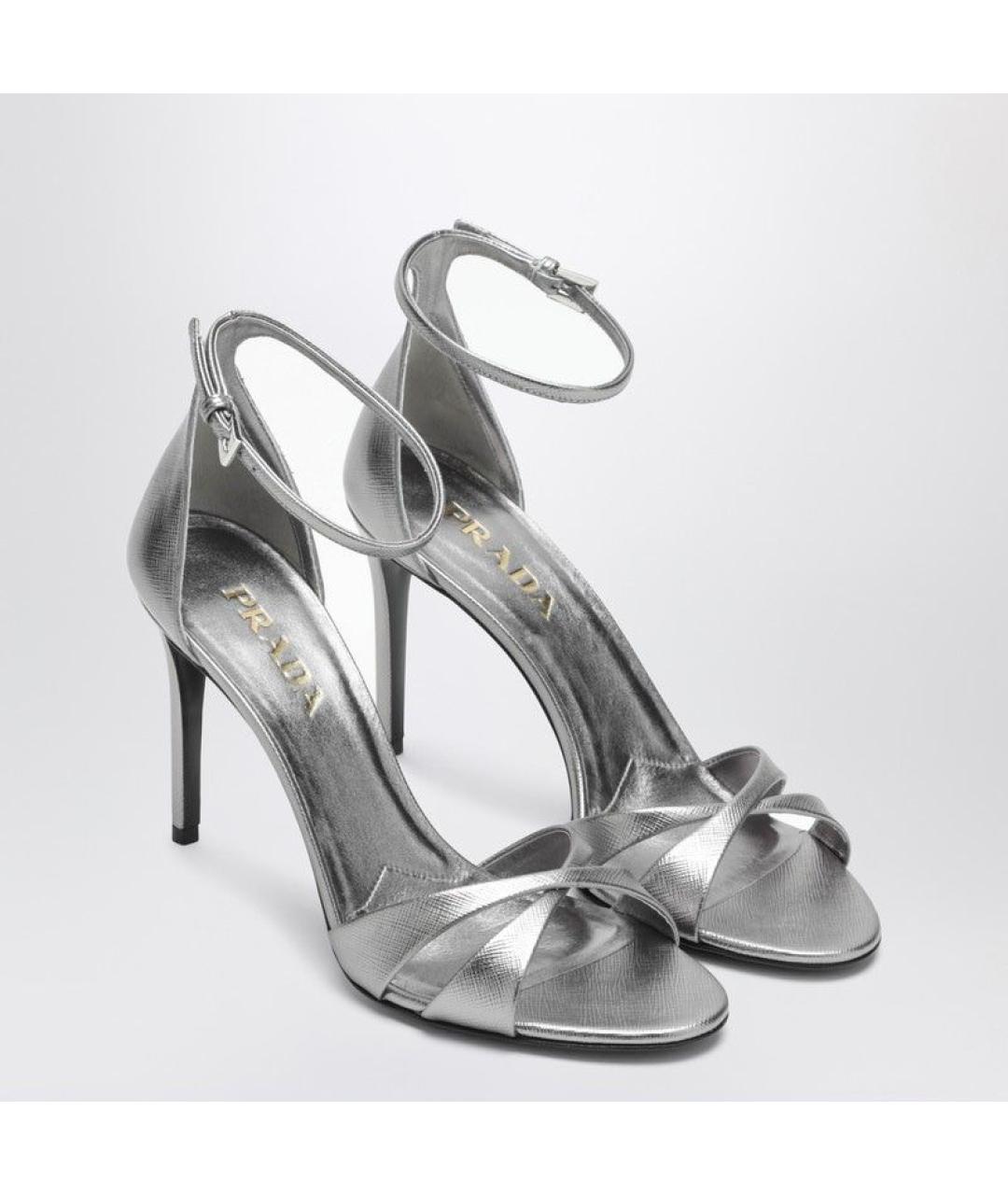 PRADA Серебряные кожаные туфли, фото 2