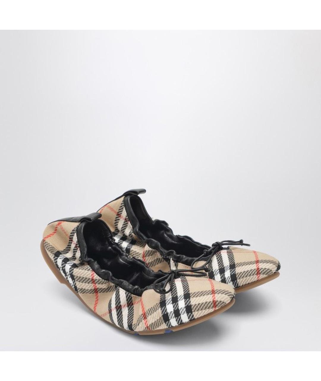 BURBERRY Бежевые синтетические балетки, фото 3