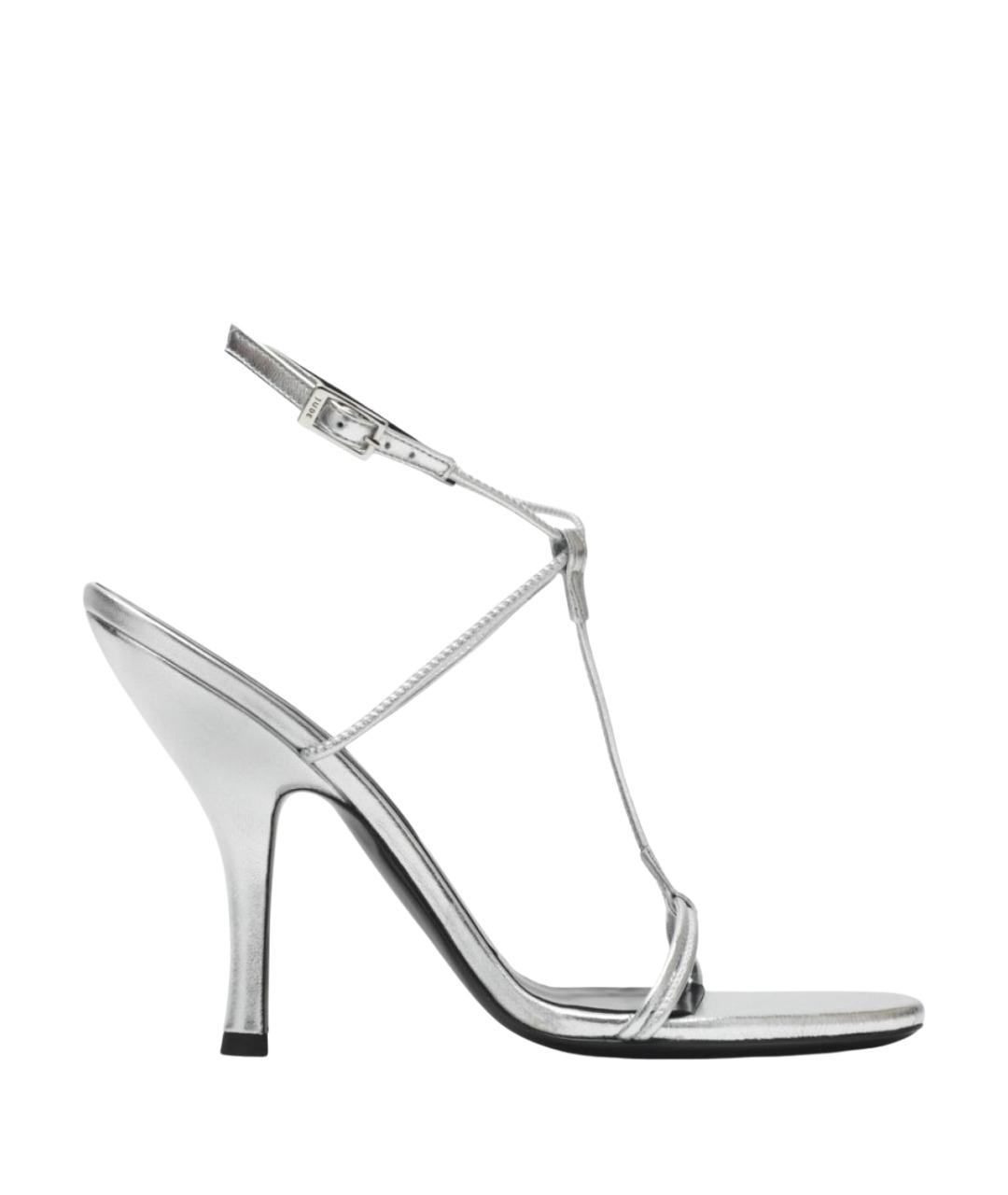 JUDE Серебряные кожаные босоножки, фото 1