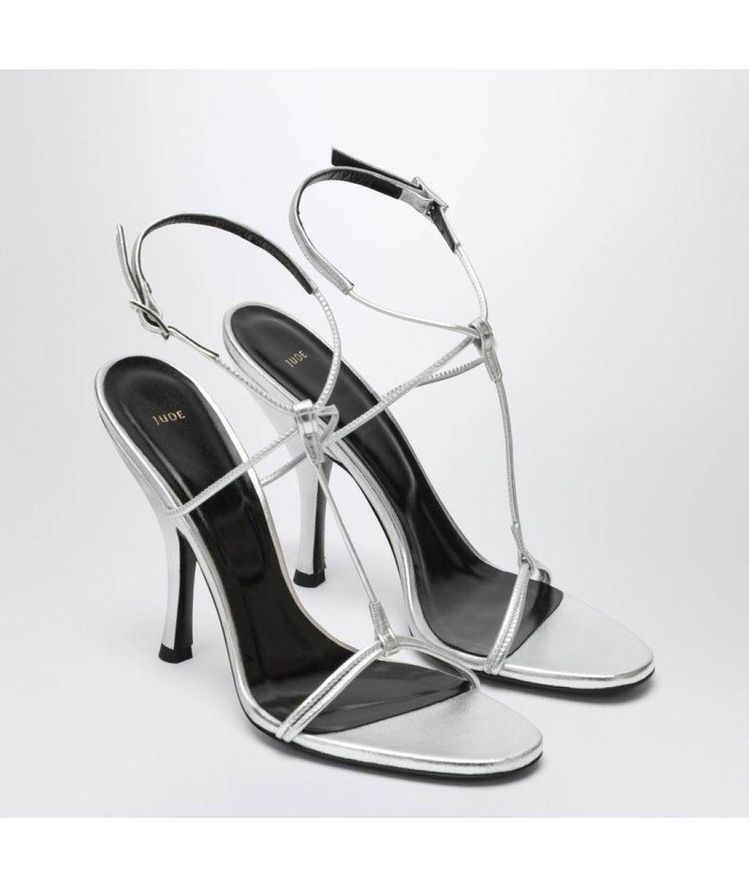 JUDE Серебряные кожаные босоножки, фото 2