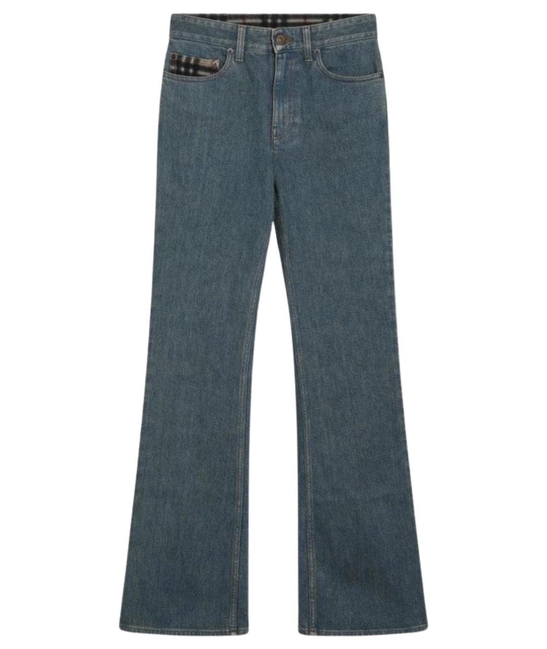 BURBERRY Синие хлопко-эластановые прямые джинсы, фото 1