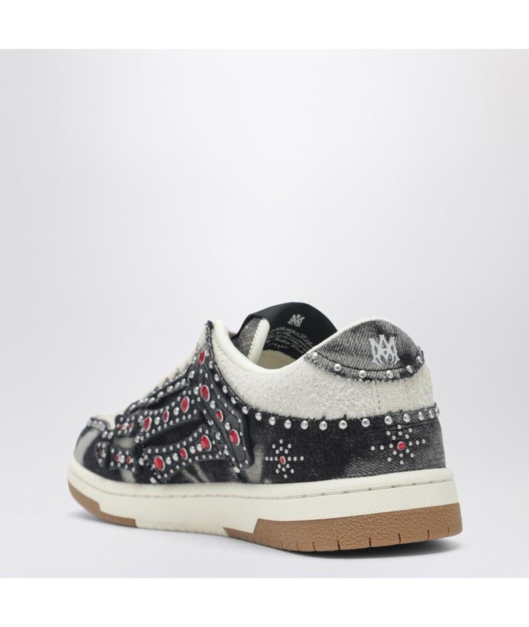 AMIRI Черные кожаные низкие кроссовки / кеды, фото 3