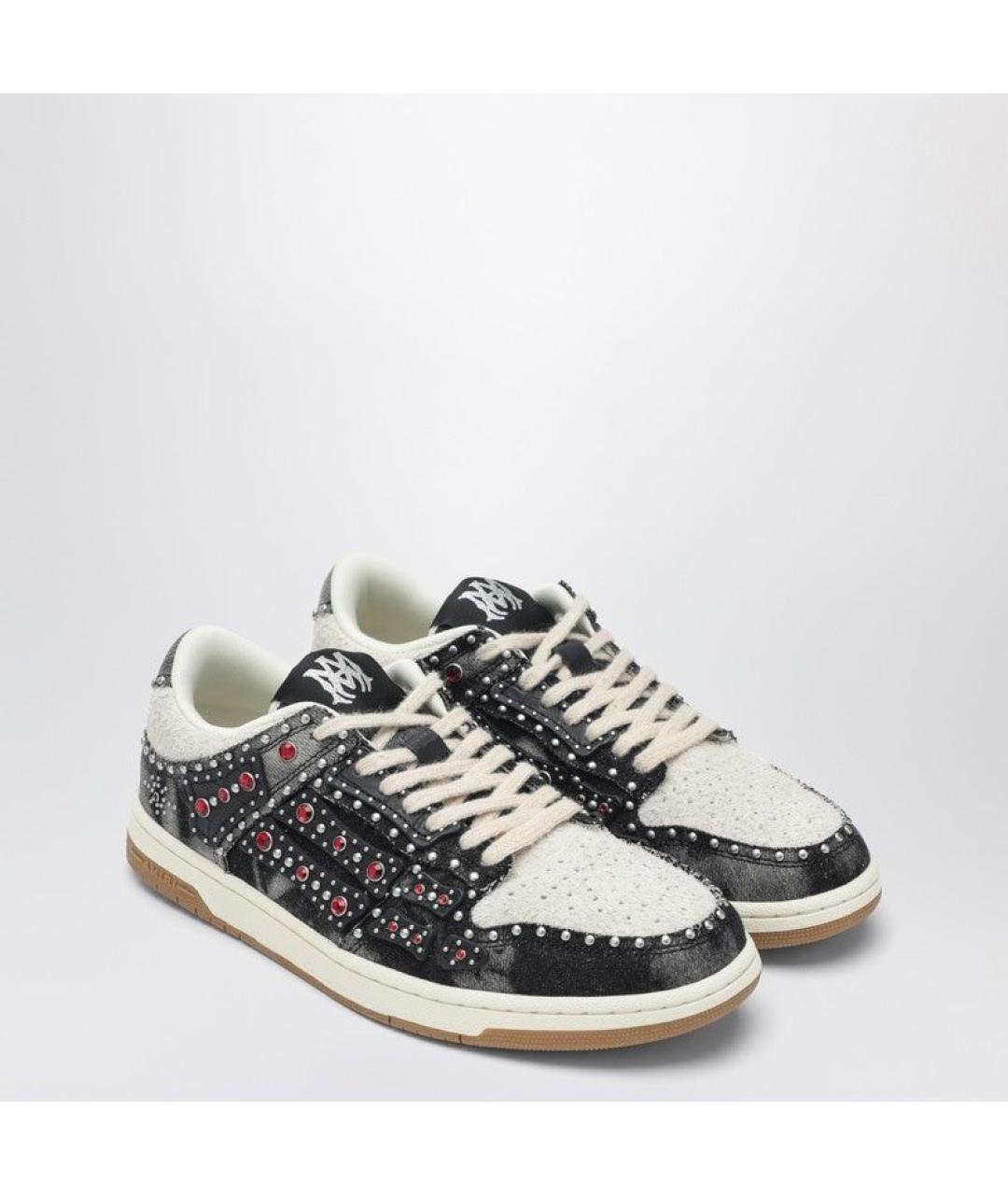 AMIRI Черные кожаные низкие кроссовки / кеды, фото 2