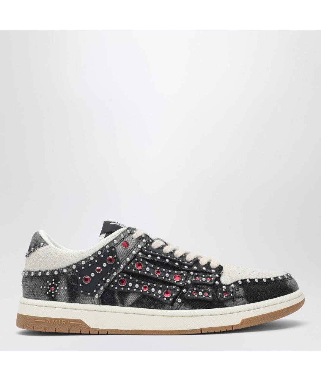 AMIRI Черные кожаные низкие кроссовки / кеды, фото 4