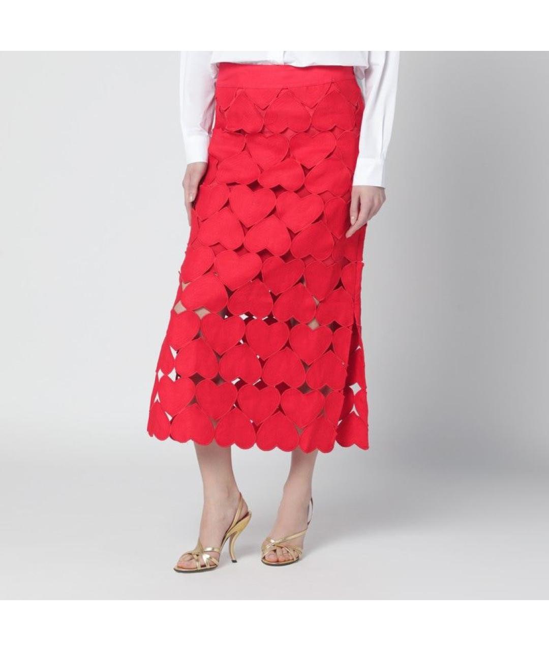 FARM RIO Красная льняная юбка миди, фото 3